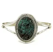 Navajo Native Handmade Sterling Silver Egyptian Turquoise Bracelet-Dave Skeets