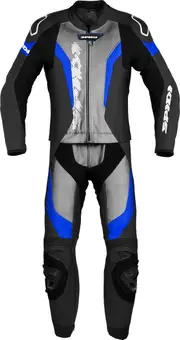 Spidi Laser Touring, leather suit 2pcs. , color: Black/Light Grey/Blue , size: 48