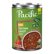 Pacific Foods Organic Spicy Harissa Lentil Soup 16.3 oz Vegan Protein Soup