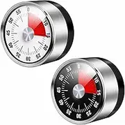 2PCS Kitchen Timer Magnetic,Visual Timer for Kids,60-Minute Visual Countdown Timer with Loud Alarm,Magnetic Back & Stainless Steel Face for Kitchen Cooking,Baking,Oven and Time Management