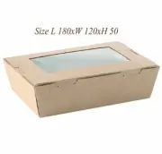 50X Brown Kraft Paper Lunch Box Bento Salad Pasta Rice Takeaway Foods Container