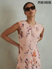 Reiss Blush Becci Printed Open Back Midi Dress (K92229) | $325