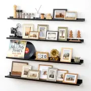 Picture Ledge Wall Shelves 48 inch Width Set of 4, Rustic Large Long Floating