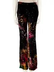 Firework Print Velvet Trousers