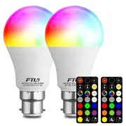 2Pack B22 A60 bayonet LED Light Bulb RGBW 8W 30+Colour Changing with Remote