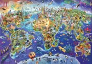 Jigsaw puzzle International Crazy World Map Caricature 2000 pieces NEW
