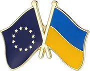 [Pinstant] EU European Union Europe Ukraine Ukrainian National Flag Crossed Flags Friendship Love Alliance Allies 1" Enamel Pin, 1 Inch, Enamel, enamel