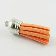 10pce Faux Suede Tassel 35-37mm CCB Acrylic Cap Sherbert Colour Accessory