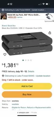 Black Box USB 3.1 Extender over CAT Cable - 4-Port ( ICU504A ) Like ICRON