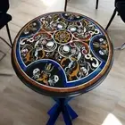 Black Marble Inlay Table Top, Handmade Luxury Dining Table Top, Home Decore.