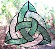 Tranquil Green & Crystal HEIRLOOM CELTIC KNOT Authentic Stained Glass SUNCATCHER