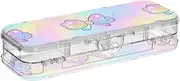 Cartoon Cute Polka Dot Bow Colorful Designed Plastic Box For Pencils 2 Layer Transparent Pens Cases For Stationery Supplies With Snap And Lid