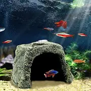 Besimple Aquarium Fish Hide Cave Decoration, Reptile Rock Hideouts Stone Cave Hide House Fish Tank Aquarium Accessories for Betta Shrimp Turtle Amphibians Small Lizards(Rock Hide Cave)