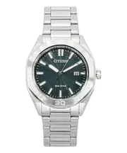 Citizen Eco-Drive Stainless Steel Green Dial Date BM7630-80X 100M Mens Watch