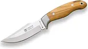 Full Tang Mountain Knife Joker Cebra II CO40, with Olive Wood Handle, 11 cm Blade and 11.5 cm Handle, with Leather Sheath, Fishing, Hiking, Camping and Hiking Tool.