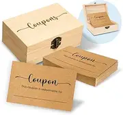 WOODAMORE 50 Blank Coupon Cards Box - Love Coupon for Him, Blank Coupon Book for Husband from Wife, Valentines Day Gifts Couples Coupon Book for Him Her, Boyfriend, Birthday Gift Voucher Coupon Book