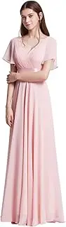 [Ever-Pretty] Women's Short Flutter Sleeves Long Floor Length A Line Chiffon Empire Waist Evening Dresses 09890