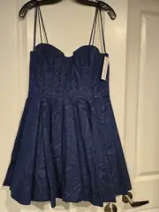 ALICE + OLIVIA Adara Spaghetti-Strap Bustier Mini Dress Azure Blue Size 8 NWT