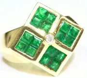 2.15CT 14K Gold Natural Emerald Cut White Diamond Vintage Engagement Ring Band