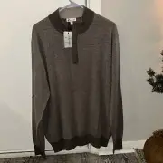Peter Millar NWT! 1/4 Zip Knit Brown Merino Wool Pullover Sweater Men Sz XL