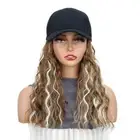 Piece Black Baseball Cap With Wig Highlights Long Wavy Bob Hair Women