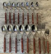 Rousselon Frères & Cie Sabatier 17pc rosewood handle stainless silverware