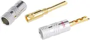 24K Gold Plated Copper 4Mm Banana Plug Black & Red Speaker C Ector O Amplifier Silver 6 Pairs
