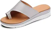 [Gikleihwy] Women's Bunion Flat Slipper Light Flat Orthopedic Toe Ring Slides Flip Flops Corrector Platform Leather Open Toe Gladiator Shoes Arch Support Beach Travel Fashion Sandals