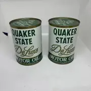 vintage Quaker State DeLuxe quart oil cans Lot Of 2