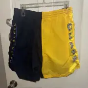NWT Vtg Chaps Ralph Lauren Blue Yellow Spell out Color Block Swim Shorts Sz L