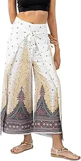 [Your Cozy] Women's Wide Leg Palazzo Pants for Yoga Lounge Hippie Harem Flowy Trousers Adjustable Waist Size 27-35 Inch.