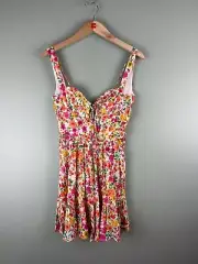 NWT Sky To Moon Pink Floral Corset Wire Mini Dress Womens Small Skylar Madison
