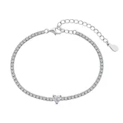 ANYCO Bracelet S925 Silver Rhodium Plated 5A Grade Clear White Pendant Cubic Zirconia Classic Bracelet Bangles for Women