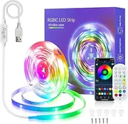 [ALITOVE] USB LED Light Strip for Bedroom 32.8ft RGB IC Bluetooth Strip Light with Music Sync and APP Control Dream Color 10M LED Strip Light for TV PC Game Room Under Cabinet