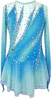 [JoyCan] Girl's Blue Diamond Figure Skating Skirt Competition Performance Costume