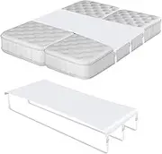 Mattress Connector, Twin to King Bed Converter Bed Gap Eliminator Extra Wide Bed Bridge Connector Twin Bed Gap Filler Bridge with Straps Metal Buckle for Split King Adjustable Queen Twin XL(White)