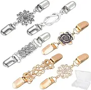 [ORNAROVI] 6 Styles Tie Up Sweater Clips Set, Vintage Dress Cinch Clip, Metal Shawl Scarf Shirt Clips for Women Clothing, Retro Brooches Cloak Clasp for Decorative