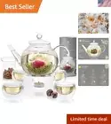 Complete Tea Set – Glass Teapot 40 oz, Loose Tea Glass Infuser, 4 Insulated G...