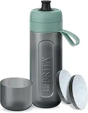 BRITA Sports Water Filter Bottle Model Active Dark Green (600 ml) with 2x MicroDisc Filters - Squeezable BPA-Free Bottle for Travel, Filters Chlorine, Organic Impurities, Hormones