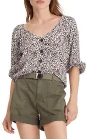 MSRP $89 Women's Sanctuary Modern Front Button Sheer Top Size XXS