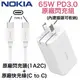 NOKIA 65W PD3.0 充電器套裝組 2C1A GaN 氮化鎵充電器+快充線 兼容筆電、平板、手機 1A2C