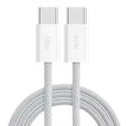 1-Pack USB C to USB C Braided Cable, 60W (3A) 480Mbps Speed, Type C Charger Fast Charging For iPhone 16 Series/iPad/Galaxy S23/S24/S25