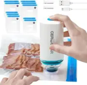 Portable Food Vacuum Sealer Machine with 10Pcs BPA-Free Reusable Sous Vide Bags