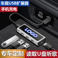 在飛比找蝦皮購物優惠-車用usb擴展器數據分線轉換接多口車用typec插頭點菸快充