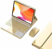 Keyboard Case for iPad 9th/8th/7th Gen 10.2"/Air 3rd Gen/Pro 10.5", Magnetic Detachable Wireless Keyboard, Built-in Pencil Holder, Ultra-Slim Protective Case with Bluetooth Mouse,Yellow