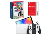 Nintendo Switch OLED Model White Console with Super Mario Bros. Wonder and 12 Months Online Membership