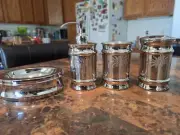 Metallic Bathroom Sink Set - Toothbrush Holder, Soap Bar Holder, Soap Dispenser,