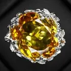 Stunning Vivid Yellow Sapphire 14.10Ct 925 Sterling Silver Handmade Rings Size 7