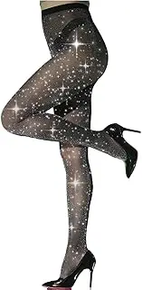 [Garnirise] Sparkly Tights Glitter Tights for Women Ladies Shiny Tights Snag Tights Black Tights Women 50D High Waist Metallic Shimmer Pantyhose 1 Pairs, Black, One Size