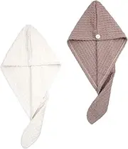 Vaguelly 2pcs Wet Hair Towel Wraps Water Absorbent Caps for Quick Drying Hair Care for Women Men Practical Bathing Supplies